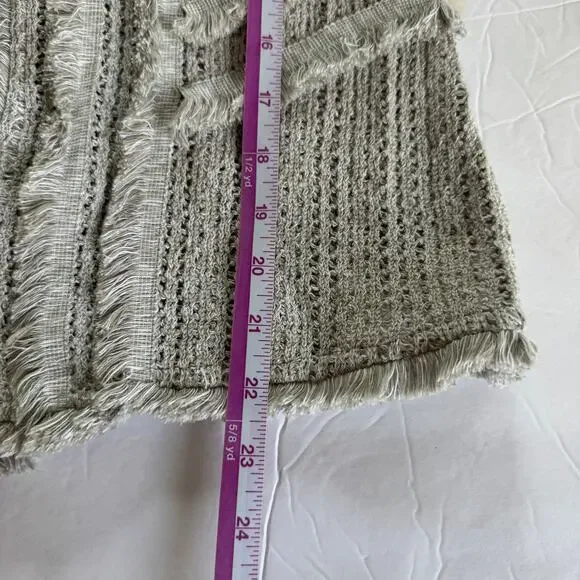 Nic +Zoe Sweater Women's XS Gray Sage Fringe Knit Open Front